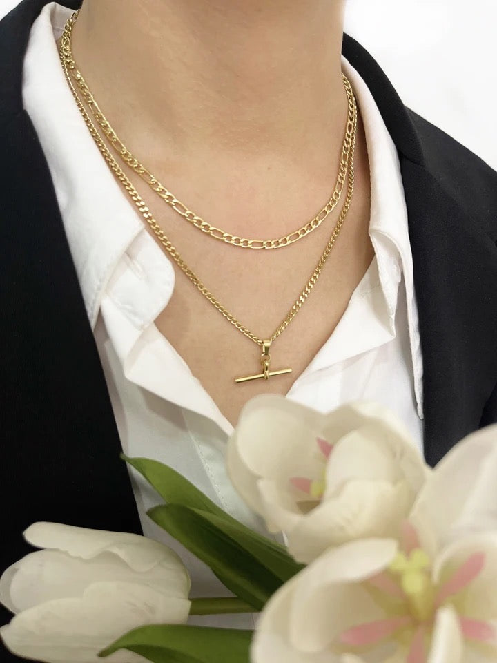 Gold T Bar Necklace