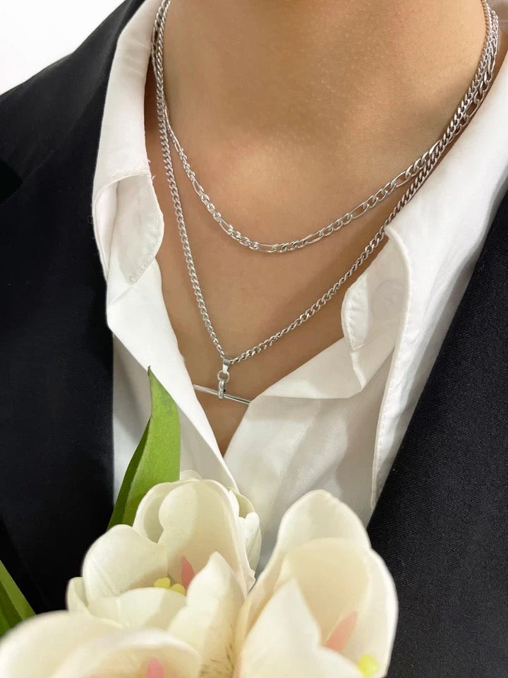 Silver T Bar Necklace