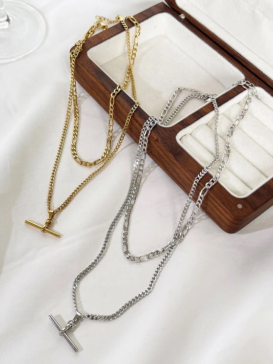 Silver T Bar Necklace