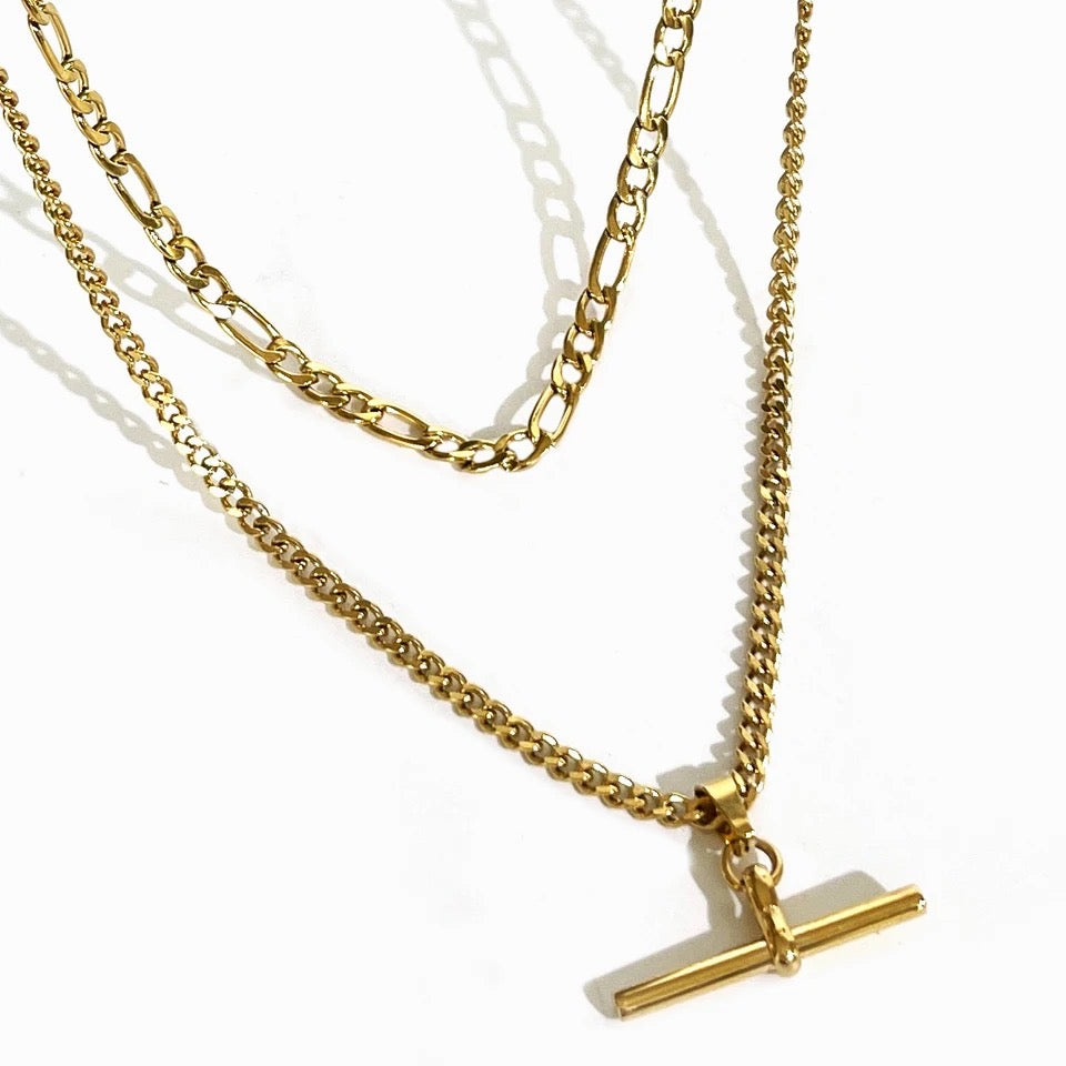 Gold T Bar Necklace