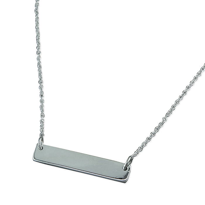 Silver Bar ID Tag Necklace