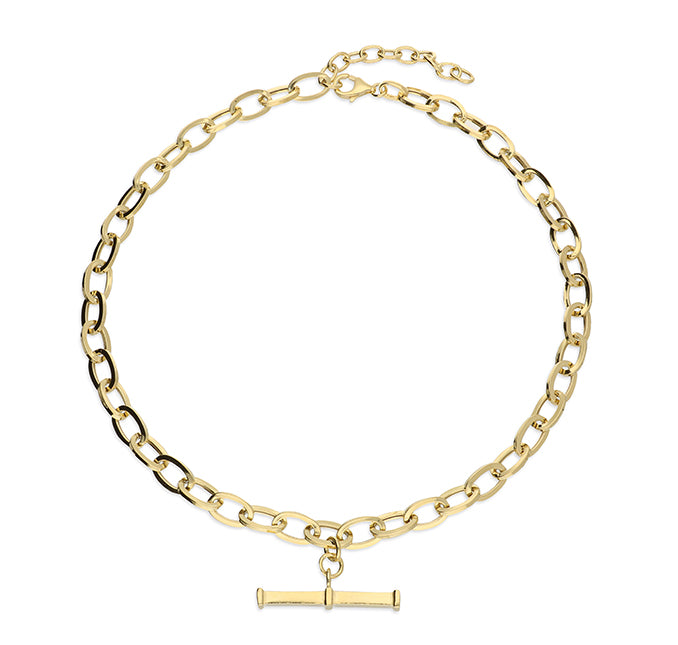 Chunky Gold T-Bar Chain Link Necklace