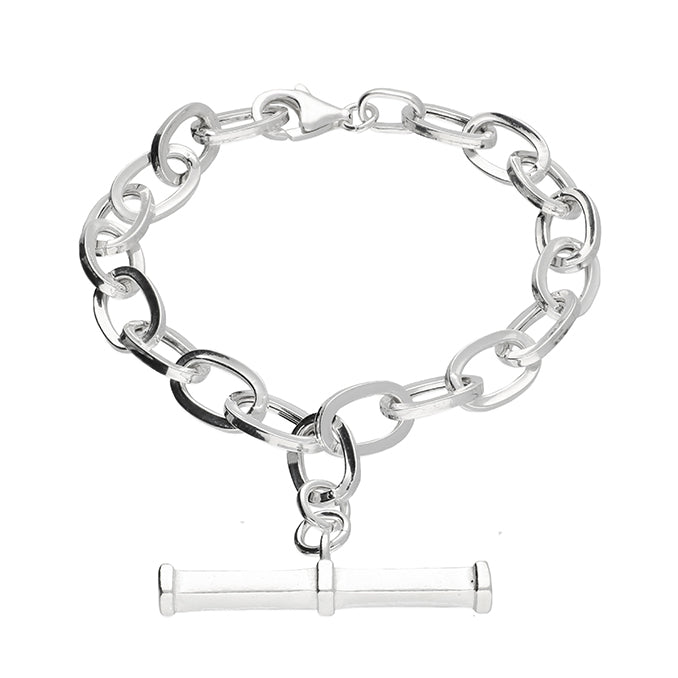 Silver T Bar Chunky Chain Link Bracelet